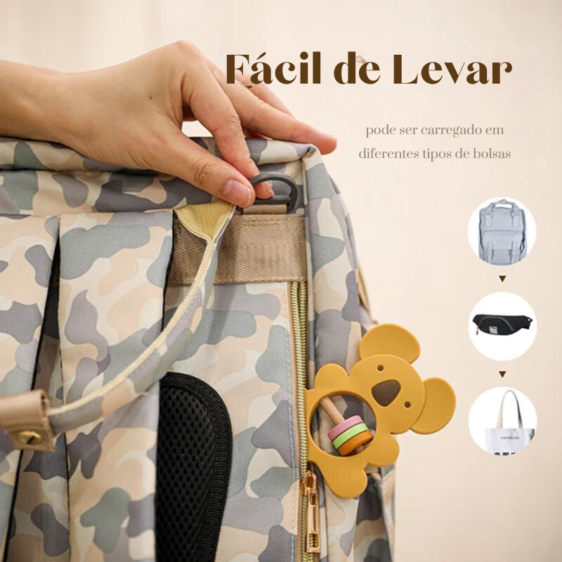 Mordedor Chocalho Coala Feliz em Silicone - BPA Free