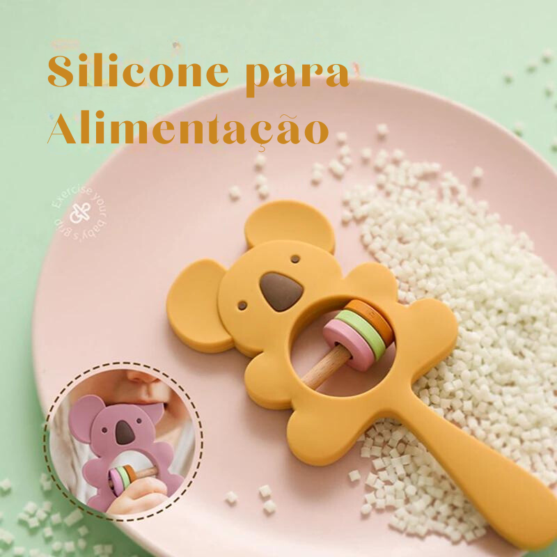 Mordedor Chocalho Coala Feliz em Silicone - BPA Free