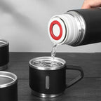 Garrafa Térmica Premium 500ml - Café Quente Sempre com Você (Ganhe 2 Xícaras + Caixa Para Presente)