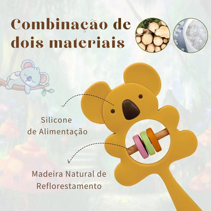Mordedor Chocalho Coala Feliz em Silicone - BPA Free