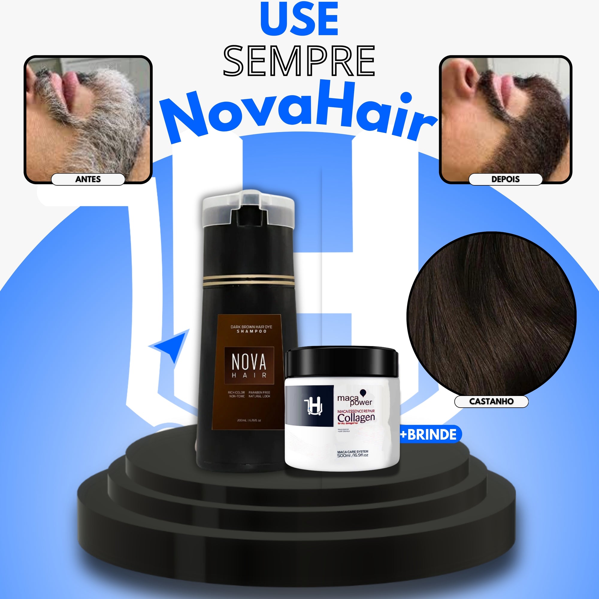 NovaHair™ - Shampoo Antigrisalho  (Dura Até 24 Semanas!) + BRINDE