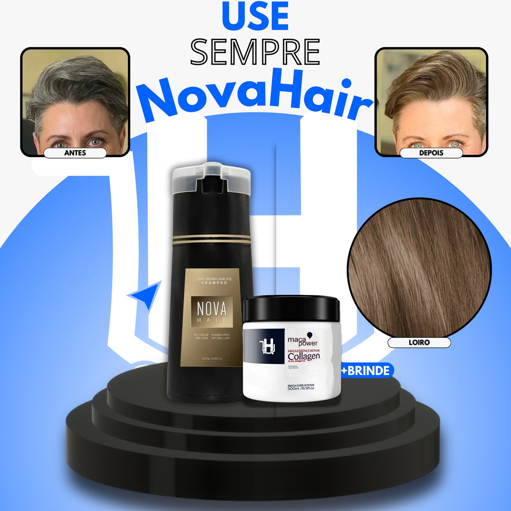 NovaHair™ - Shampoo Antigrisalho  (Dura Até 24 Semanas!) + BRINDE