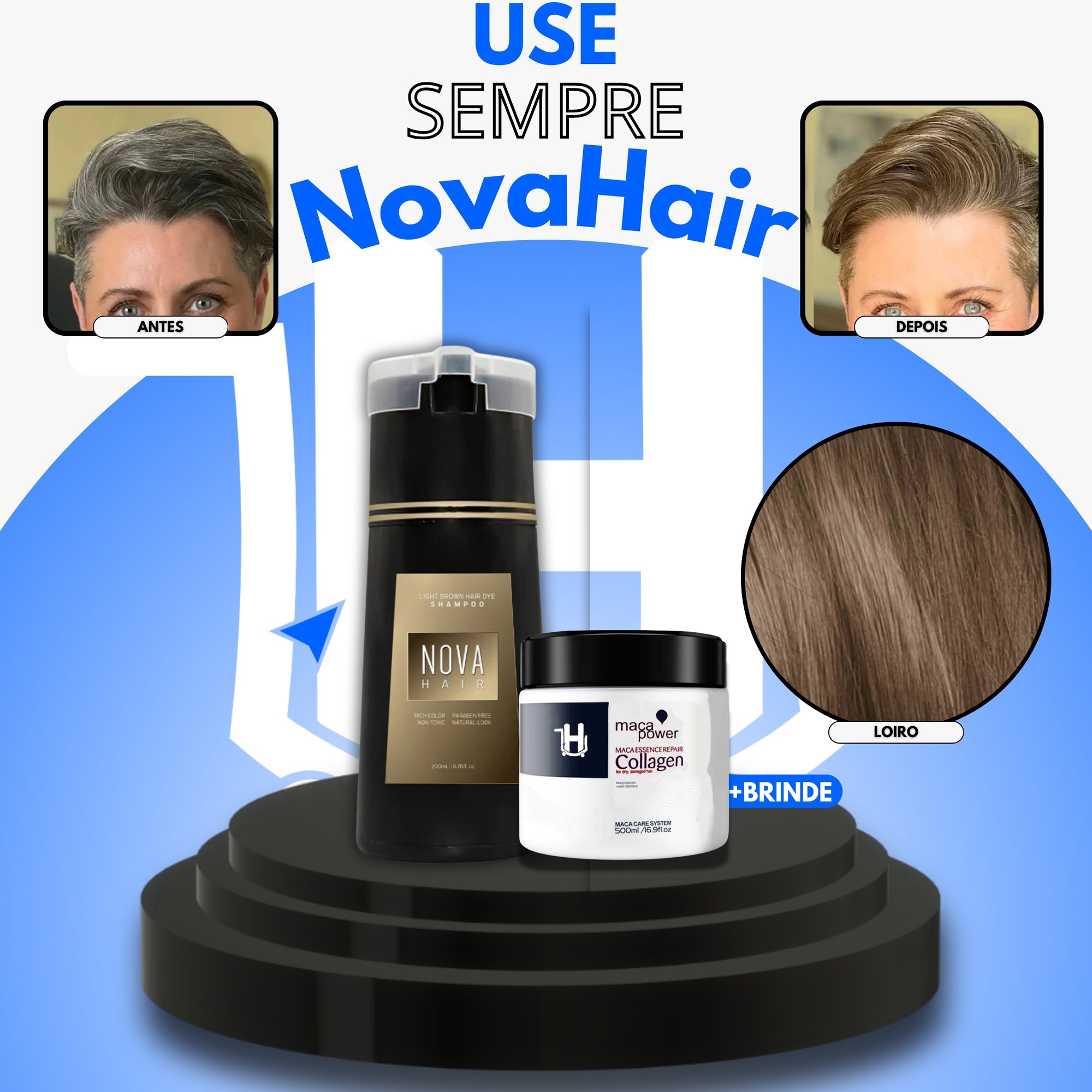 NovaHair™ - Shampoo Antigrisalho  (Dura Até 24 Semanas!) + BRINDE