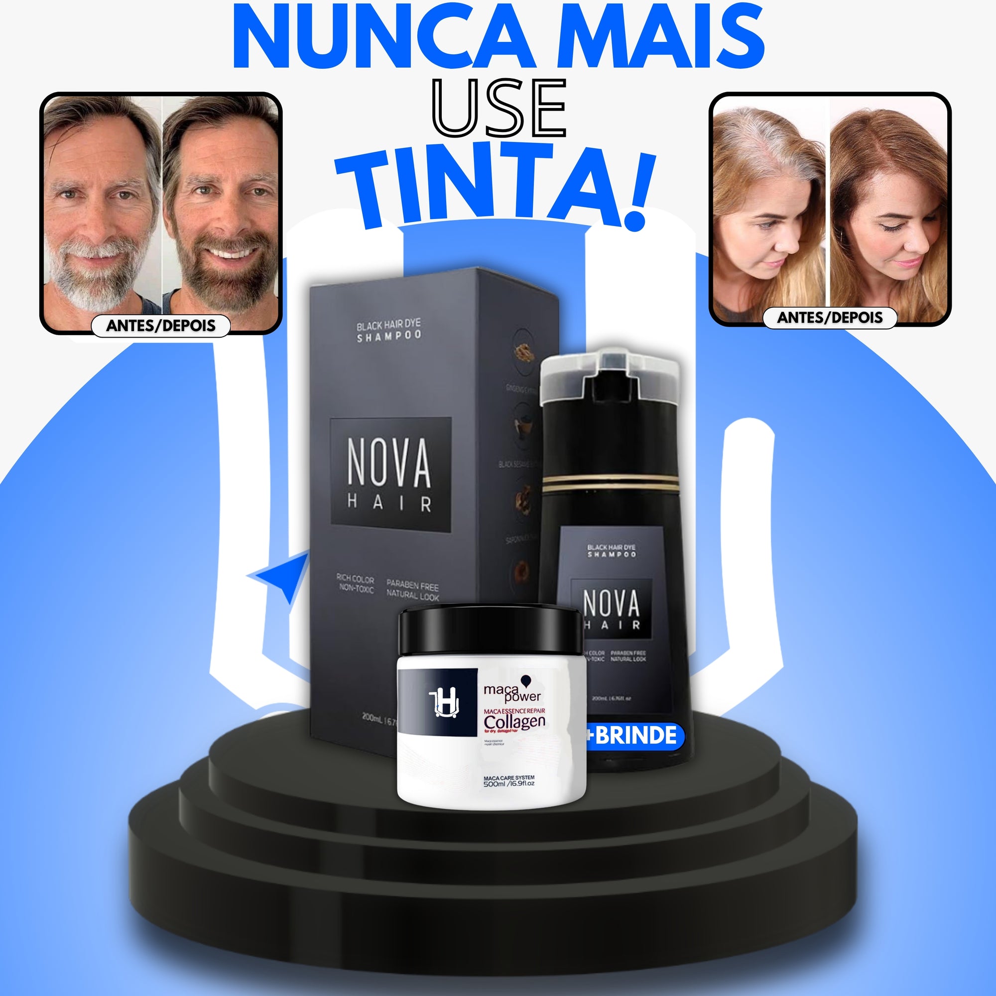 NovaHair™ - Shampoo Antigrisalho  (Dura Até 24 Semanas!) + BRINDE