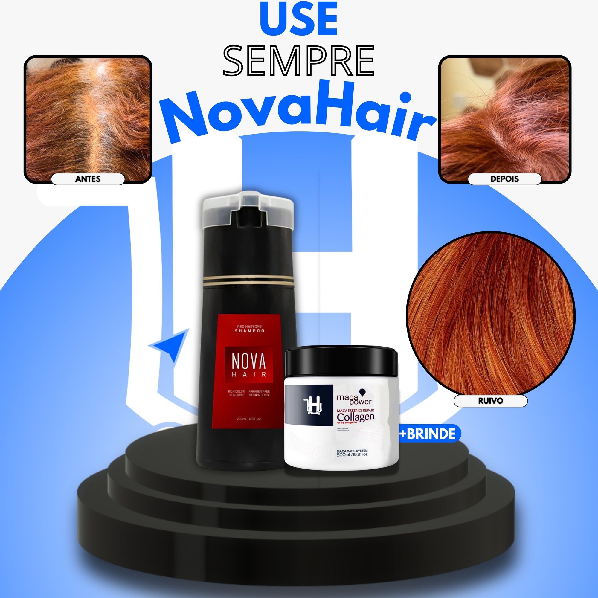 NovaHair™ - Shampoo Antigrisalho  (Dura Até 24 Semanas!) + BRINDE
