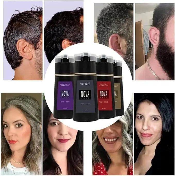 Original Hair Dye Shampoo Nova Hair Instant Dye Shampoo Men Women Quick Easy Safe Hair Color Gray Hair Coverage Nourish Scalp