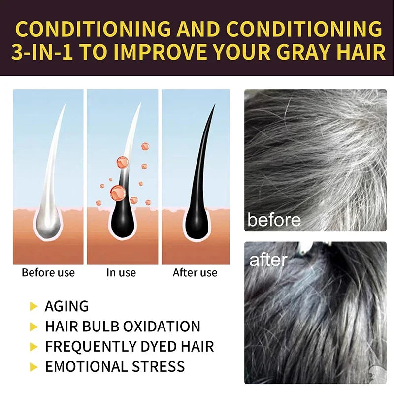 100ml 50s Natural Herbal Hair Dye Shampoo 3 In 1 Hair Color Shampoo For Gary Hair Dark Brown Black And Women Men Grey Coverage New