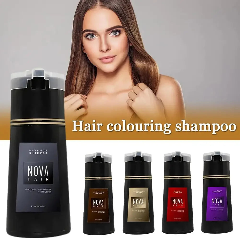 Original Hair Dye Shampoo Nova Hair Instant Dye Shampoo Men Women Quick Easy Safe Hair Color Gray Hair Coverage Nourish Scalp