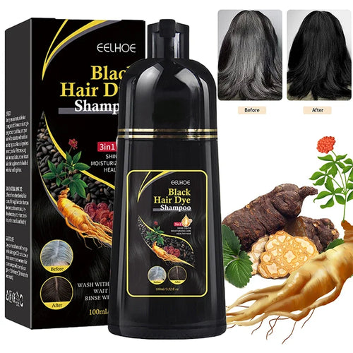 100ml 50s Natural Herbal Hair Dye Shampoo 3 In 1 Hair Color Shampoo For Gary Hair Dark Brown Black And Women Men Grey Coverage New