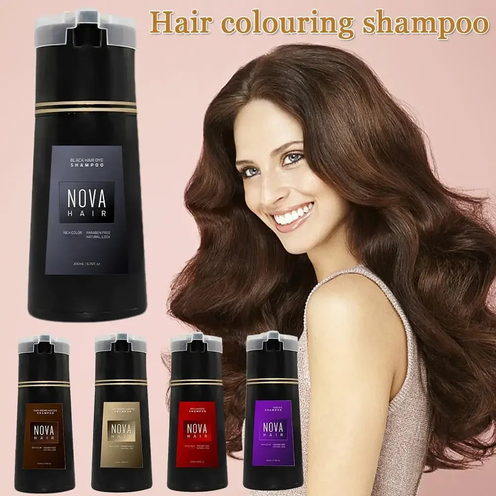 Original Hair Dye Shampoo Nova Hair Instant Dye Shampoo Men Women Quick Easy Safe Hair Color Gray Hair Coverage Nourish Scalp