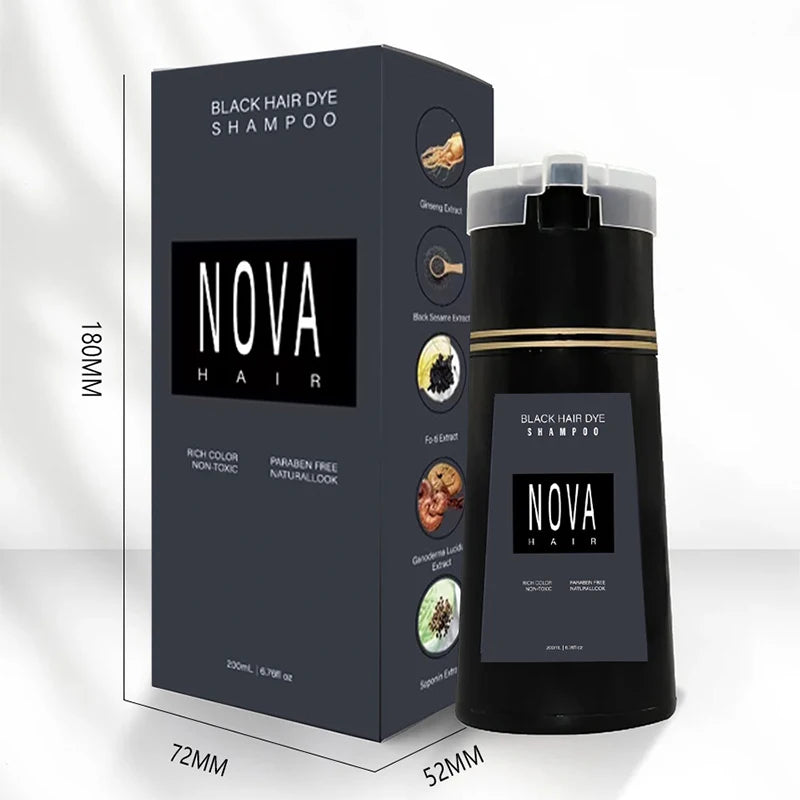 Original Hair Dye Shampoo Nova Hair Instant Dye Shampoo Men Women Quick Easy Safe Hair Color Gray Hair Coverage Nourish Scalp