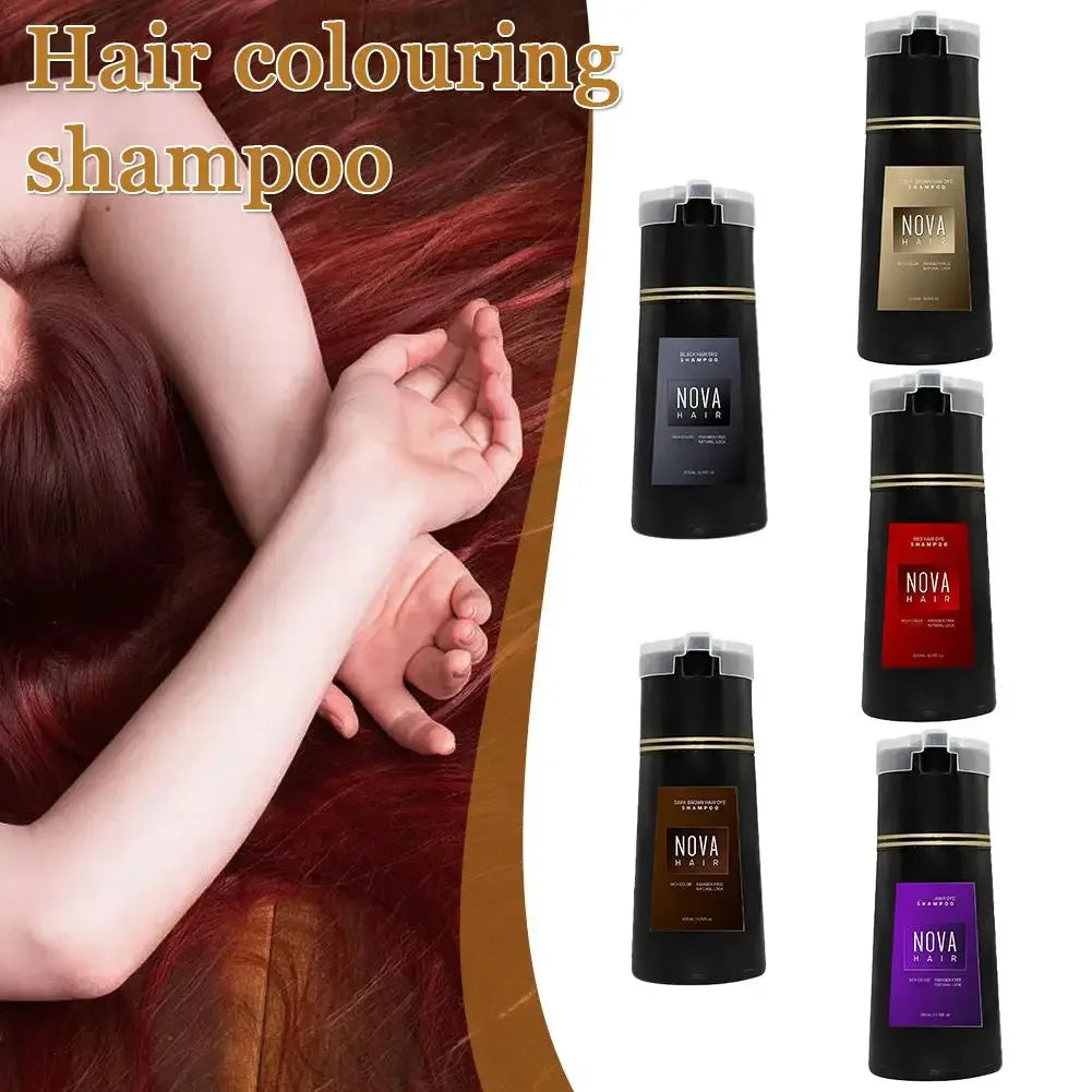 Original Hair Dye Shampoo Nova Hair Instant Dye Shampoo Men Women Quick Easy Safe Hair Color Gray Hair Coverage Nourish Scalp