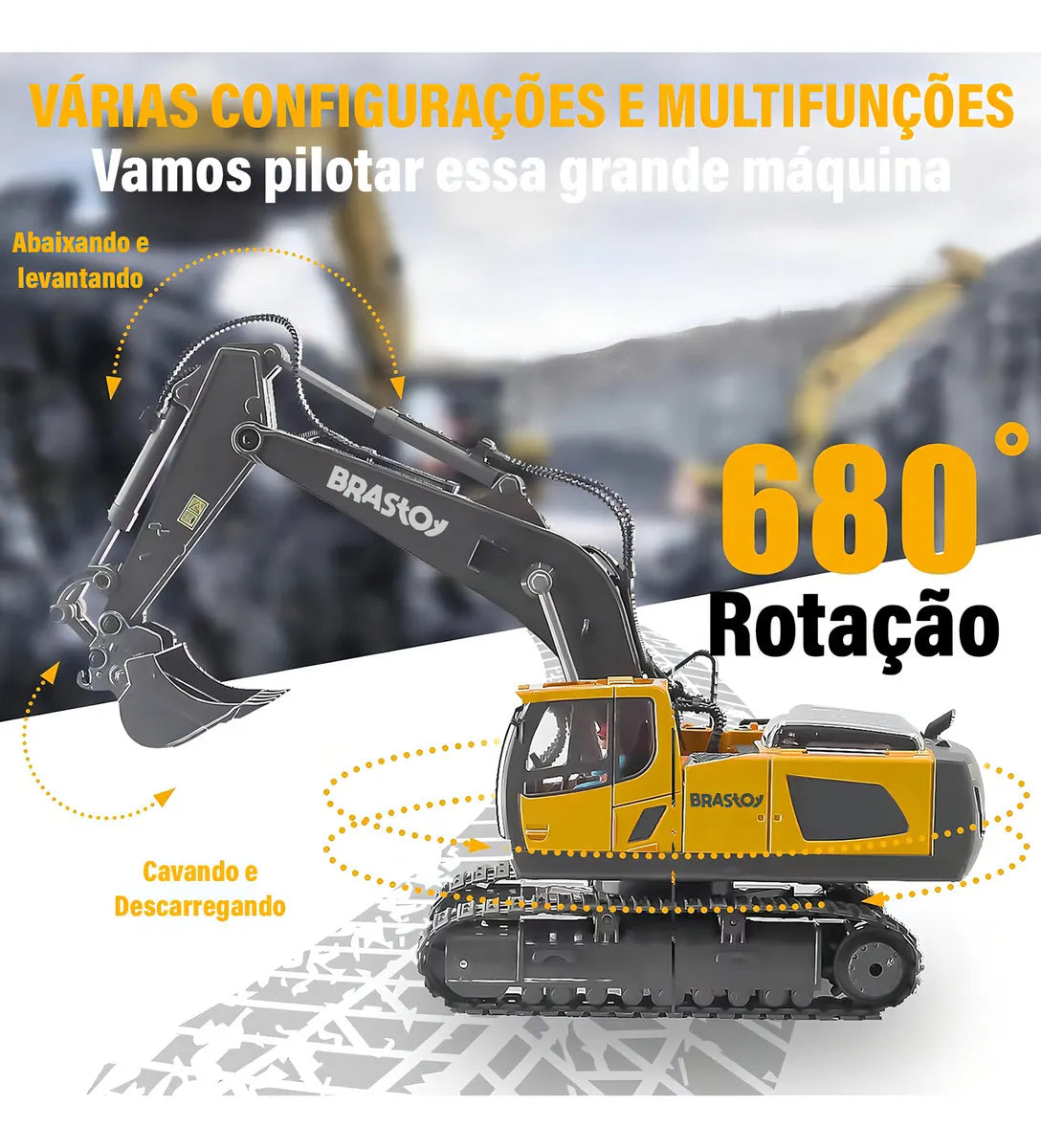 EscavaKids™ – A Escavadeira de Controle Remoto que Cava de Verdade!